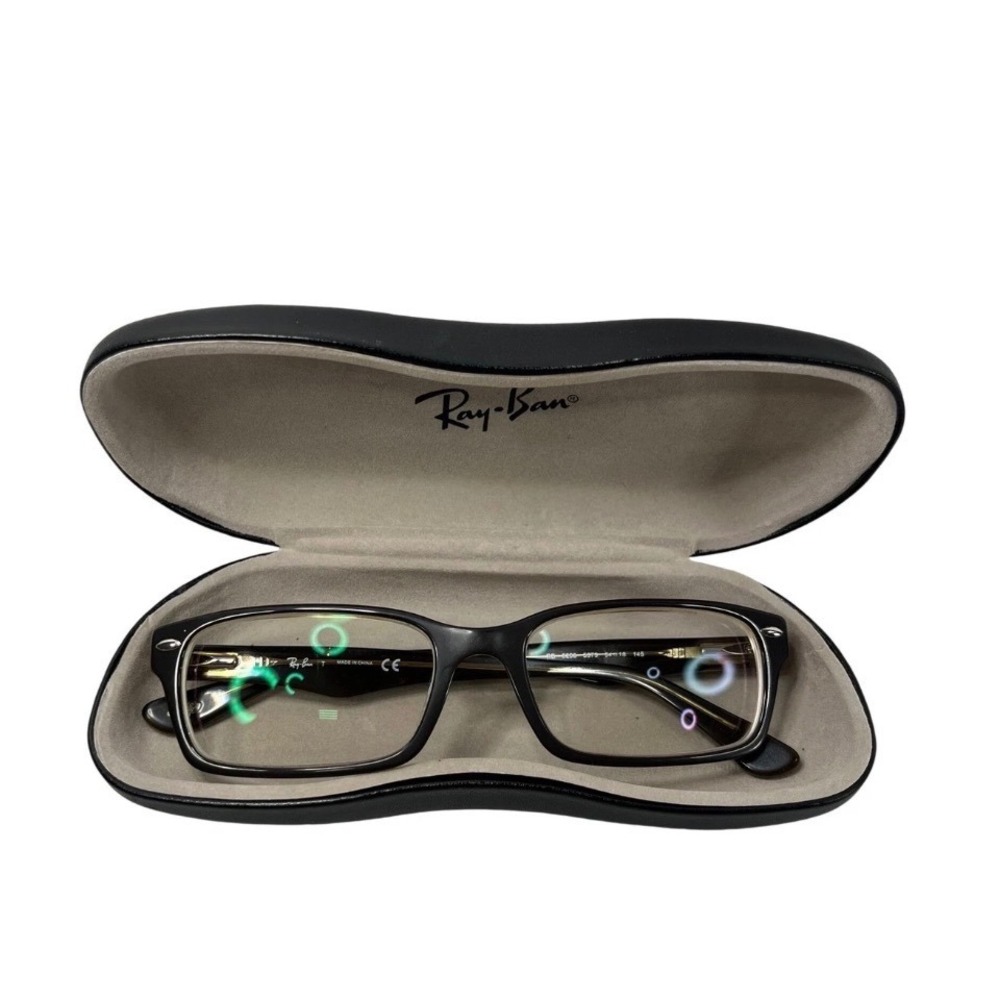 Ray-Ban RB 5206 5373 Eyeglasses Dark Brown Beige Rectangular Frames with Case